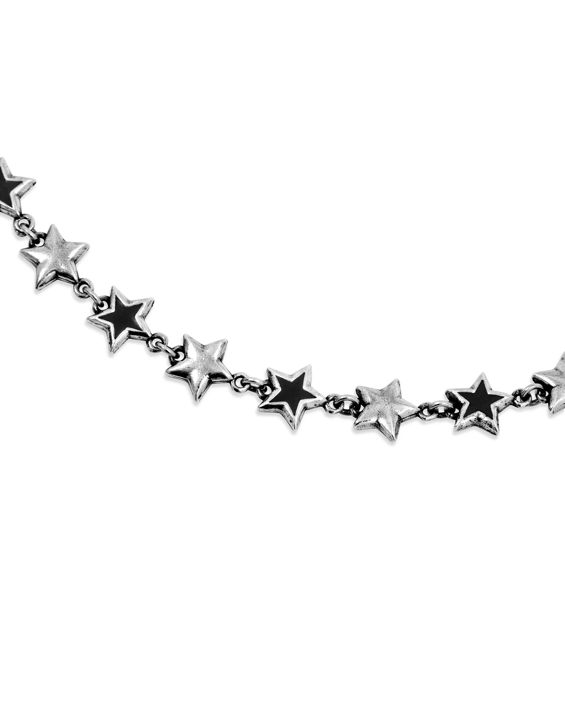 BLACK ENAMELED STARS NECKLACE