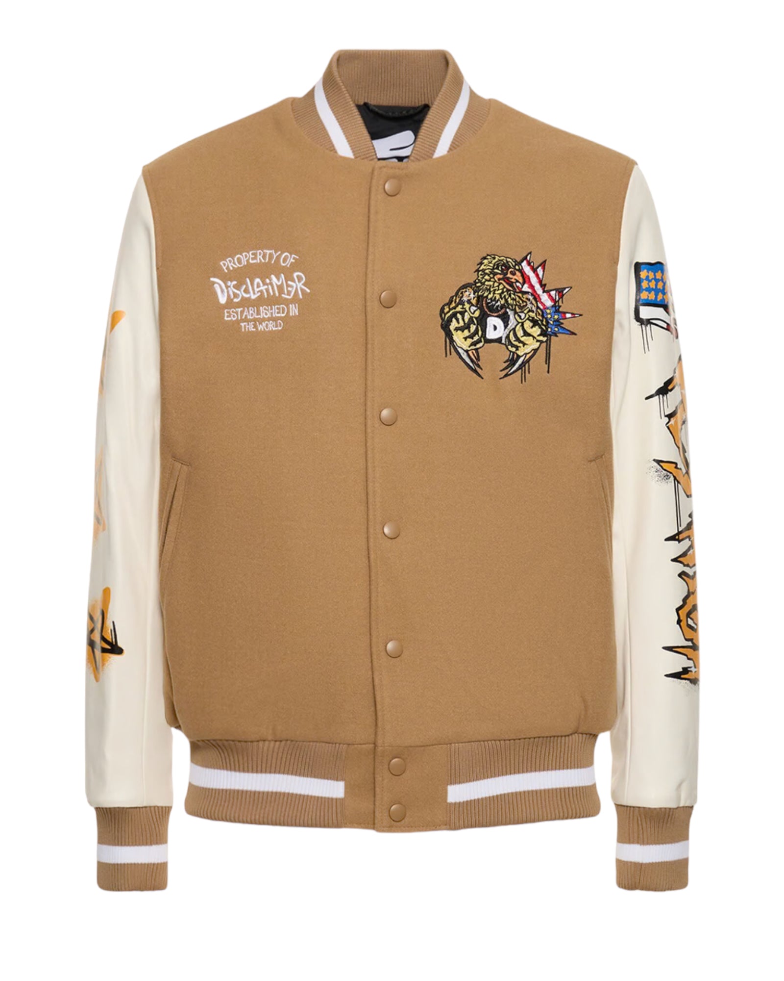 VARSITY JACKET DISCLAIMER BEIGE