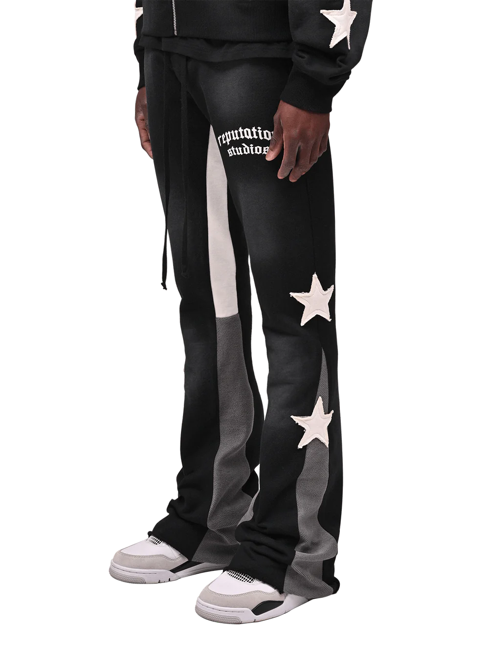 SUN FADE FLARE SWEATPANTS - BLACK