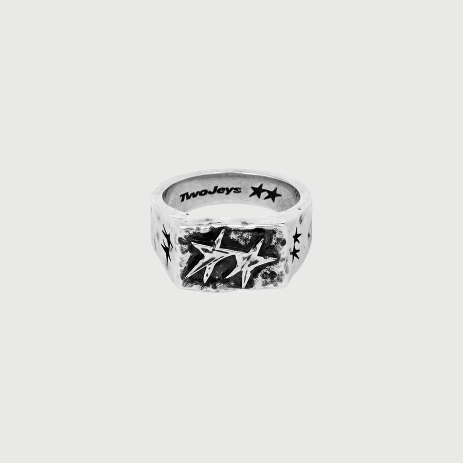 TWO IGNORANT ICON RING - STERLING SILVER