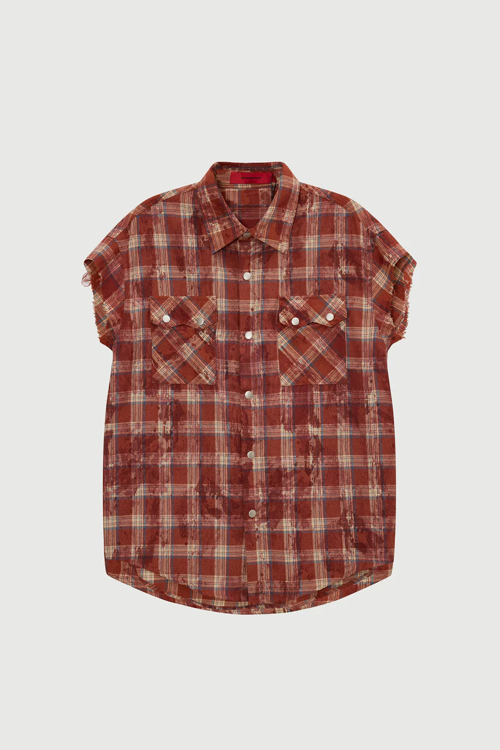 TEXAS SLEEVELESS SHIRT CHECK RED
